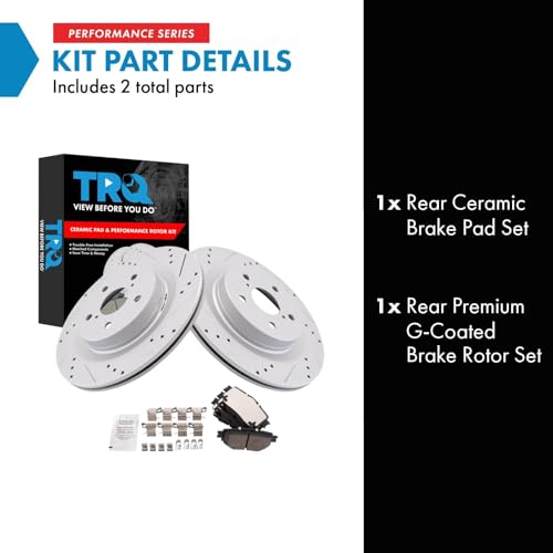 Image of TRQ Performance Rear Brake Pad and Rotor Set Ceramic G Coated Compatible with 2021-2022 Toyota Sienna