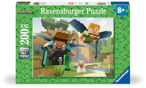 Ravensburger - Puzzle Enfant - 200 pièces XXL - Les Aventures de Minecraft - Fille ou garçon dès 8 Ans - Puzzle de qualité supérieure - 12004144