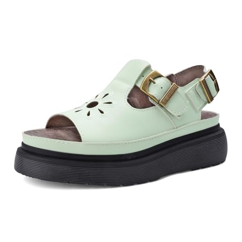 Image of Platform Sandals for Women Chunky Ankle Buckle Casual Open Toe Comfortable Flower Decoration Fisherman Sandals