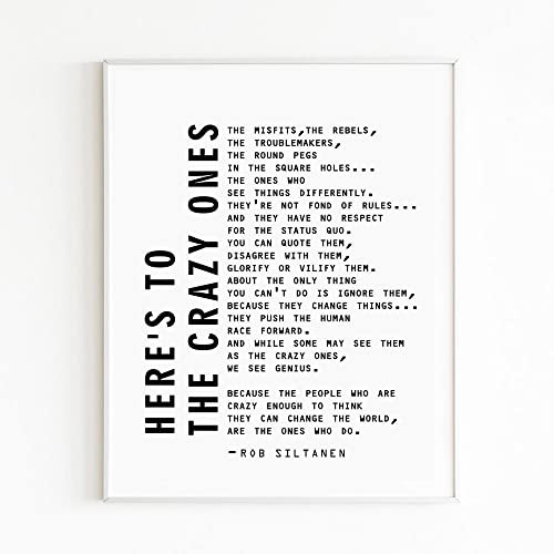 Tsdtuo Here'S To The Crazy Ones, The Misfits" Rob Siltanen Motivational Wall Art Print,- Unique Room Decorations For Office thumb #2