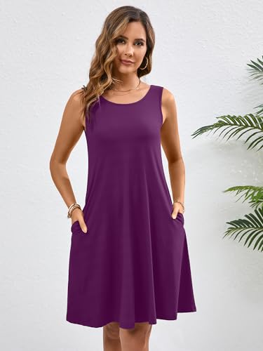Image of KORSIS Summer Dress for Women Casual T Shirt Tank Dresses Sleeveless Swing Flowy Ladies Beach Vacation Sundress with Pocket