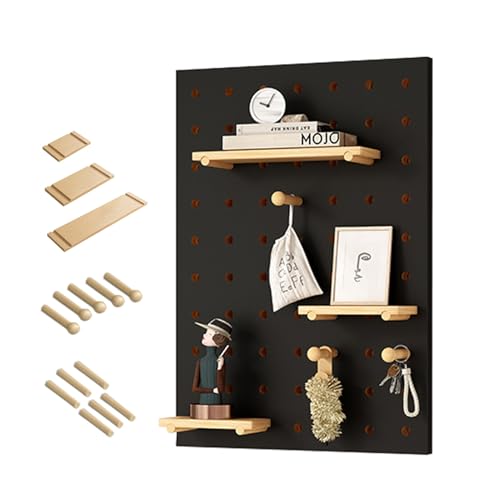 XRRJFYH Pegboard Madera Tablero Perforado Escritorio Organizador Herramientas Panel Perforado Estanterias Almacenaje Pared con Accesorios(Black,60x80cm/24x31in)