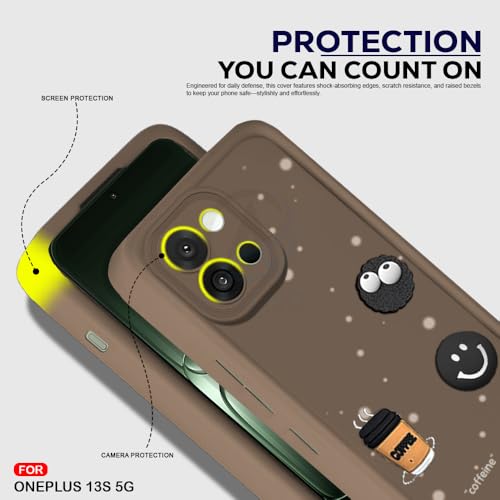 Image of AESTMO Back Case Cover | Cute Fun Cartoon 3D Ball | Coffee Silicone Case | Full Body Protection | Camera Protection Back Cover (Brown, OnePlus 13S 5G)