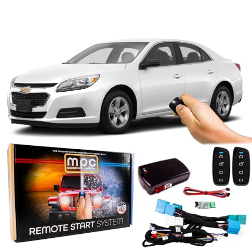 MPC Remote Starter Compatible with 2013-2015 Chevrolet Malibu |Gas| |Key to Start| with T-Harness - FlashLink Updater - (2) Extended Range 4-Button 2-Way Remotes - Up to 1,000 ft Range