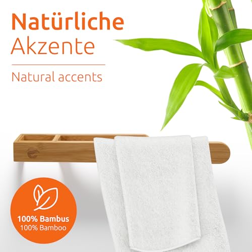 ECENCE 1x Toallero de Madera sin taladrar toallero de baño bambú Naturaleza autoadhesiva toallero de Invitados 38,5cm - imagen 2