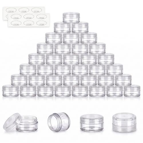 ZEJIA 3 Gram Sample Containers with Lids, 50 Count, Clear Lid