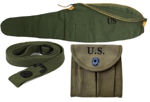 Étui de transport en toile pour carabine M1 avec bandoulière et pochette (vert OD)