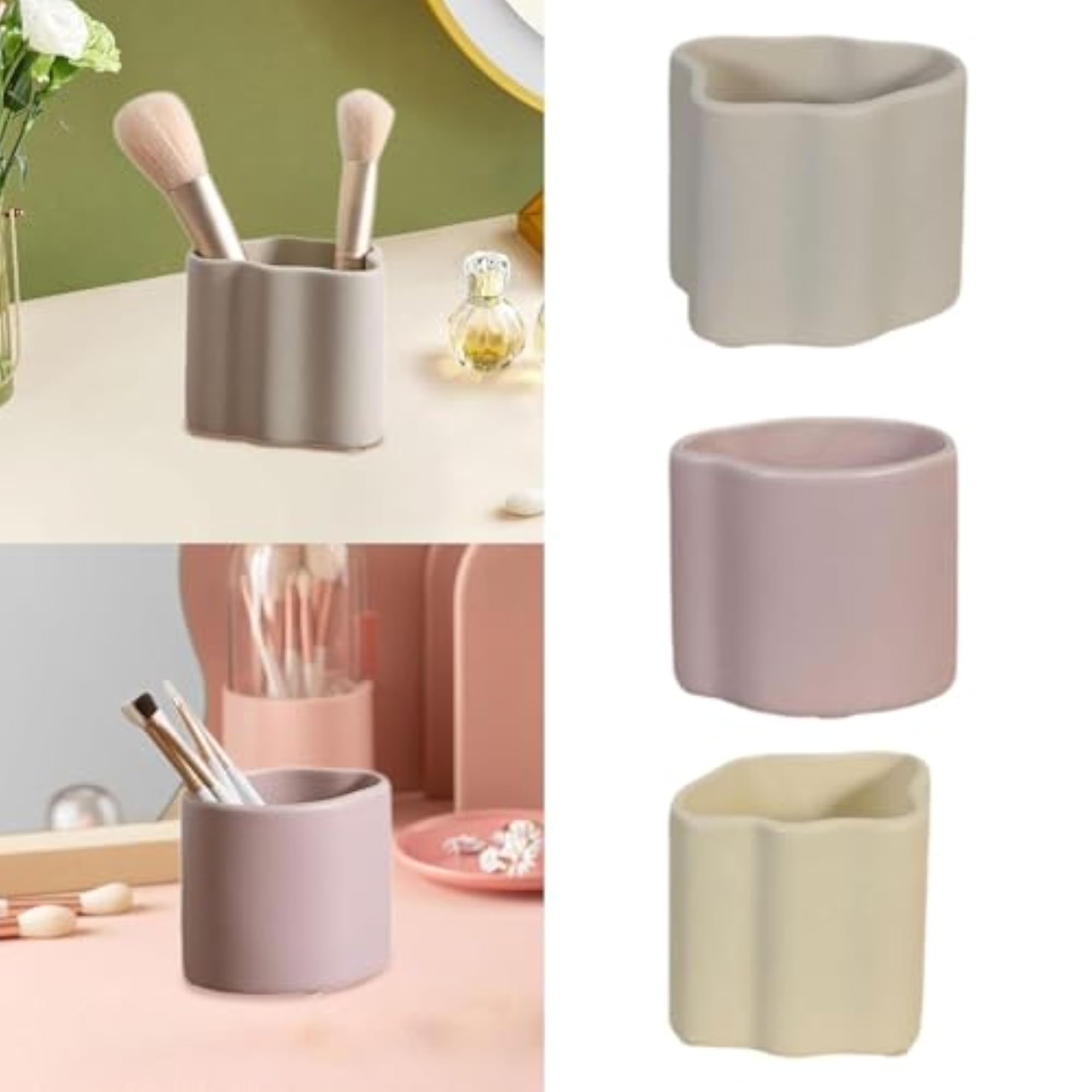 Gray Makeup Brush Organizer for Dressing Table