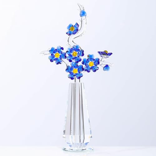 Fleurs de cerisier en cristal avec vase en verre pour décoration de table - 2