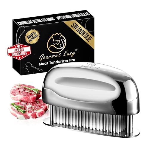 Ablandador de carne de acero inoxidable con agujas ultra afiladas – Herramienta profesional para ablandar carne de res, pollo, cerdo y ternera – Mango ergonómico – Fácil de limpiar
