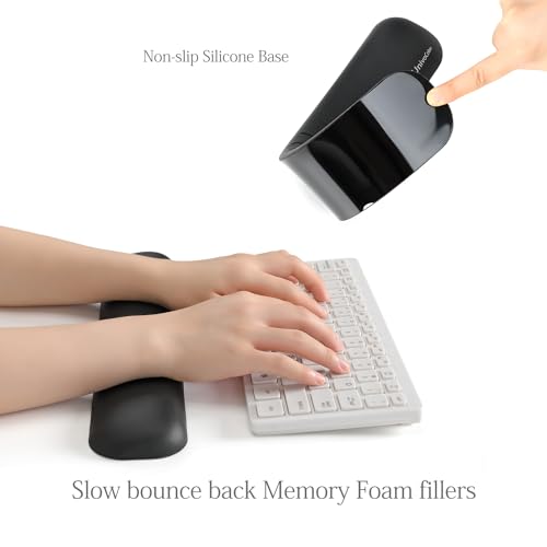Image of UnivoColors Design-Wave Keyboard Wrist Rest, Artificial Sheepskin+Memory Foam+Ergonomic+Anti-Slip Gel, Resilience Support During Work and Gaming,Keyboard Accessory,Navy