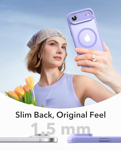 Image of ESR for iPhone Air Case, Camera Control Cover, Compatible with MagSafe, Shockproof Military-Grade Protection, Magnetic Phone Case for iPhone Air, Classic Hybrid Case, Frosted Purple