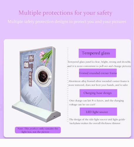 Porte-menu rechargeable LED double face avec base pour table et comptoir - 2