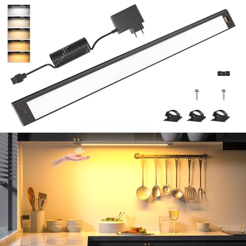 WOBANE Unterbauleuchte küche LED Dimmbar,5 Lichtfarben,60cm Lichtleiste mit Berührungsloser Sensor,Helle Küchenbeleuchtung,Unterschrank Beleuchtung für Schrank,Werkbank