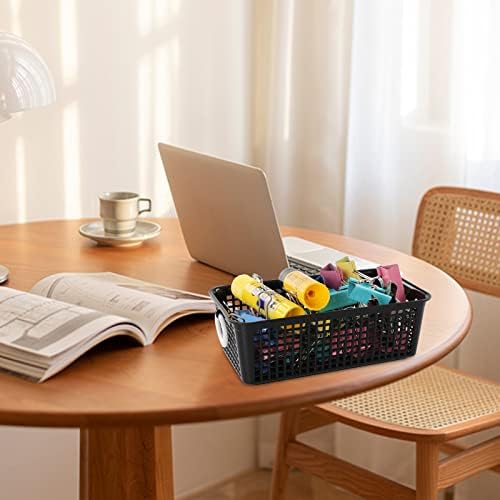 Qqbine Small Rectangle Plastic Storage Baskets, 6 Packs