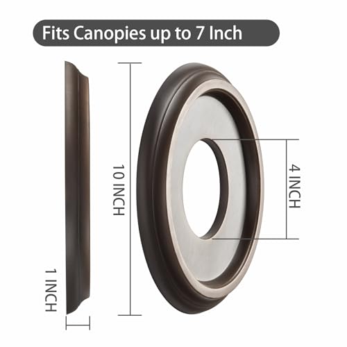 Image of EIFHYT 2 Pack Molded PU Ceiling Medallion for Light Fixtures and Ceiling Fans 10 inchOD x 4 inchID x 1 inchP （Wood Grain Oil Rubbed Bronze）