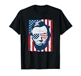 Abe Lincoln Beard Sunglasses & American Flag 4th of July T-Shirt