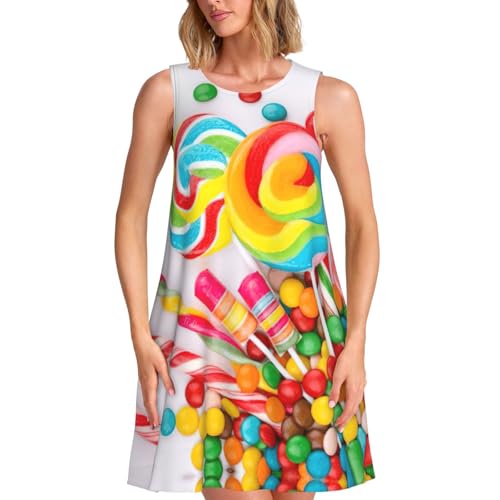 Robe d'été sans manches Sweet Candy pour femme, style t-shirt ample décontracté