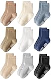 HONGTEYA 9 Pairs Toddler Boys Socks, Baby Non Slip Socks for Infant Cotton Sock with Grippers 0-5 Years (US, Age, 0 Months, 12 Months, Mix color)