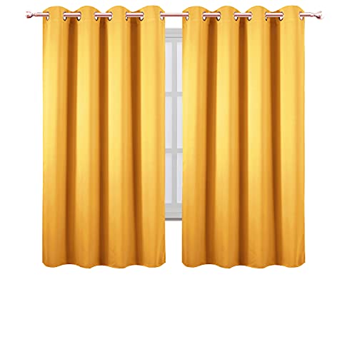 Image of LEMOMO Yellow Blackout Curtains 66 x 63 Inch Length /Set of 2 Curtain Panels /Thermal Insulated Room Darkening Blackout Curtains for Bedroom