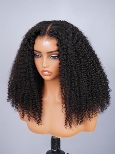 Image of ISEE Kinky Curly Lace Front Wig Human Hair Wear Go Glueless Wig 16 Inch