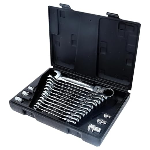 KS Tools 503.4868 GEARplus Gelenk-Ratschenringmaulschlüssel-Satz, 18-tlg.feststellbar