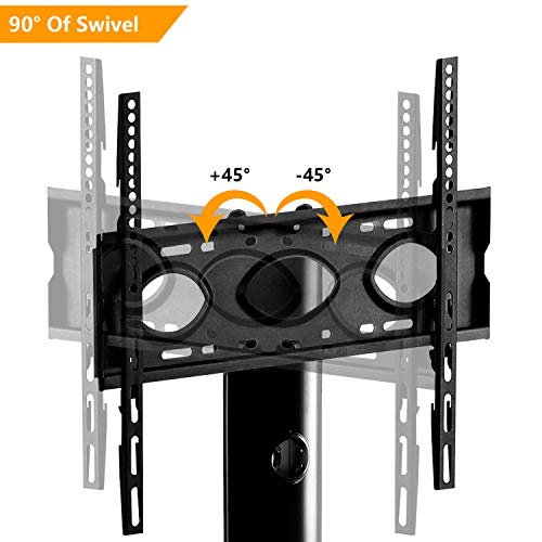 5Rcom Swivel Corner Floor TV Stand with Mount Bracket for 27 32 37 42 47 50 55 inch Plasma LCD LED Flat or Curved Screens TVs 2 Tier Tempered Glass Shelves for Media Storage,Weight Capacity 110lbs - Thumbnail 3