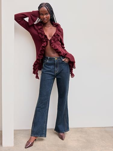 CIDER High Stretch Denim High Rise Solid Flared Jeans2