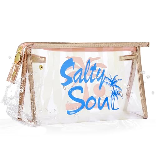 Image of COSHAYSOO Sunscreen Bag Clear Makeup Toiletry Pouch Beach Vacation Essentials for Women Teen Girls Trip Gifts Summer Pool Travel Must Have Accessories Waterproof Stuff