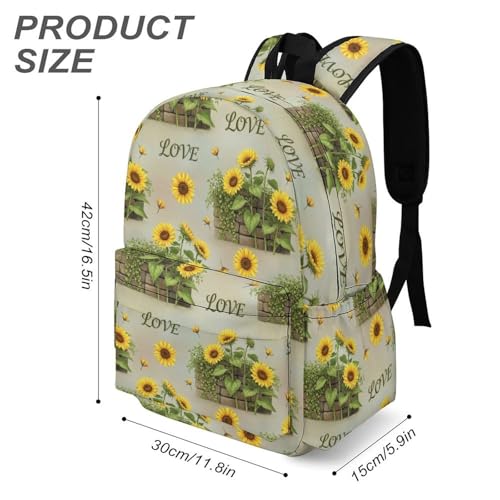 Sac à dos ordinateur portable allégeant la charge avec style tournesol rétro - 3