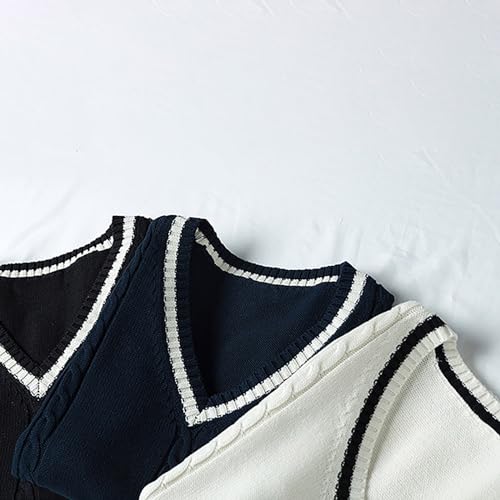 ZLBDYG Casacos de inverno femininos suéter colete casual gola V pulôver camisa cor colisão suéter se