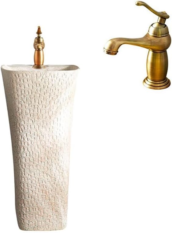Bathroom Countertop Vessel Sink Outdoor Pool Basin Garden Wash, Column Sink Floor-standing Pedestal Sink Vanity