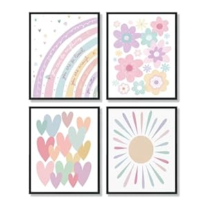 ULEGIE Toddler Nursery Girl Kids Room Wall Decor, Boho Rainbow Nursery Wall Decor Poster for Toddler Girls Kids Room Playroom Bedroom, 8×10 Inch Unframed