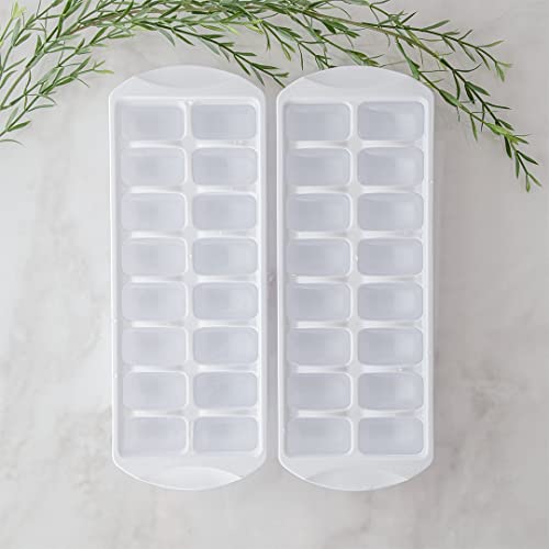 Tribello Ice Cube Trays For Freezer 16 Cubs, Pops Out Easily, Bpa-Free And Phthalate-Free - American Made - White - 2 Pack #TOP2
