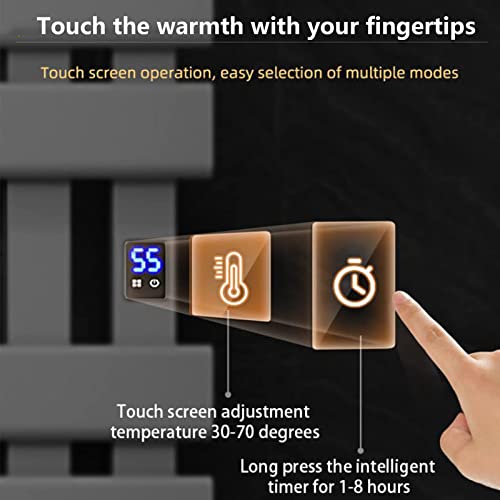 Secador de toallas de aleación de aluminio negro con termostato programable para pared de baño 5