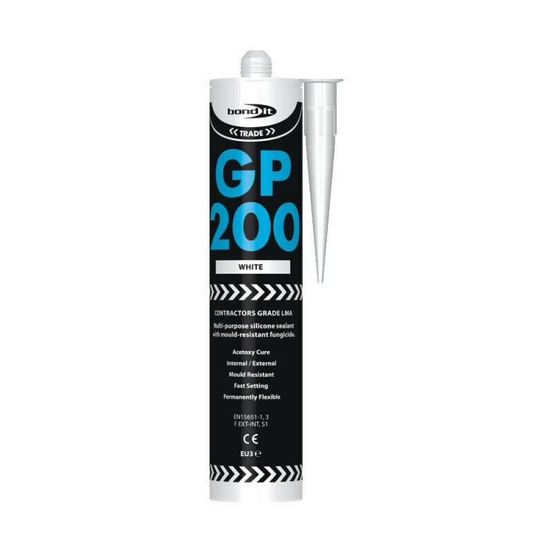 Bond-It GP200 General Purpose Silicone Sealant Waterproof - EU3 Cartridge 280ml Bath Shower Basin Window Frames Quick Drying (White) — image 1