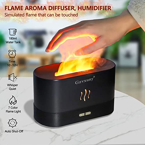 Gzvxuny Flame Essential Oil Diffuser, Upgrade 7 Colour Lights Aromatherapy Diffuser, Super Quiet Air Humidifier, Electric Aroma Diffuser, Waterless Auto-Off for Home Office Room, Black - Image 3