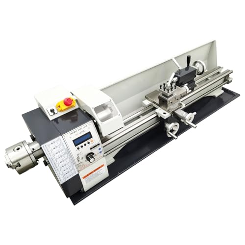 BEILOCKERY Metal Lathe Double Head Double Chuck RC-210E Automatic Inch/Metric Conversion 1100W Benchtop Electronic Gear Lathe Machine 50-2500rpm Variable Speed 8