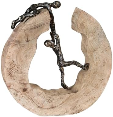 Casablanca Decorative Sculpture, Wood, Aluminium, Brown, Bronze, Height 30 cm