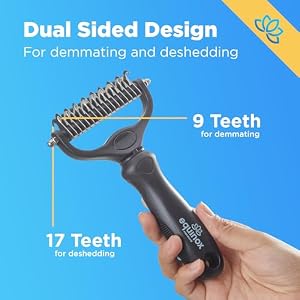 Equinox Dog Grooming Scissors & Deshedder - 7 in 1 Pet Grooming Scissors Set with undercoat brush - Curved Dog Scissors with safety tips - Includes Thinning & Rounded Shears - For dogs & cats Equinox Dog Grooming Scissors & Deshedder – 7 in 1 Pet Grooming Scissors Set with undercoat brush – Curved Dog Scissors with safety tips – Includes Thinning & Rounded Shears – For dogs & cats