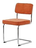 freischwinger chrom schwarz  PKline 4X Retro Esszimmerstuhl Ruffle orange Küchenstuhl Freischwinger Stuhl Set Stühle