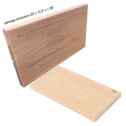 Jne Hinoki Cypress Wood Cutting Board, 19.75" X 12" X1.2", Chopping Board, Butcher Board, Serving Board, Solid Single Piece, No Joint, No Glue #TOP3