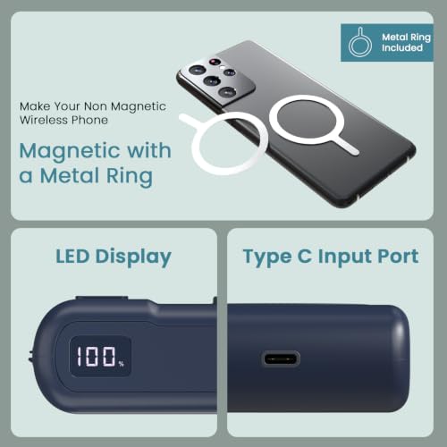 Image of Portronics Power Shutter Air 20K 20000mAh 15W Magnetic Wireless Fast Charging Powerbank with in-Built Type C Lanyard Cable, qi2 Certified, 22.5W Type C PD Output, Type C Bidirectional Port (Blue)