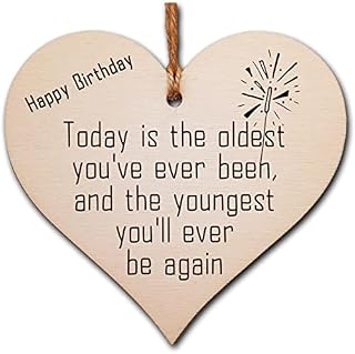 Handmade Wooden Hanging Heart Plaque Gift Novelty Funny Old Birthday Keepsake