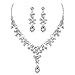 Produktbild Lucky Meet Schmuckset für Damen, Halskette baumelnde Ohrringe Set Glänzend AAA Zirkonia Hochzeit Schmuck für Braut Brautjungfer, As the picture, Edelstahl Edelstein Kristall,