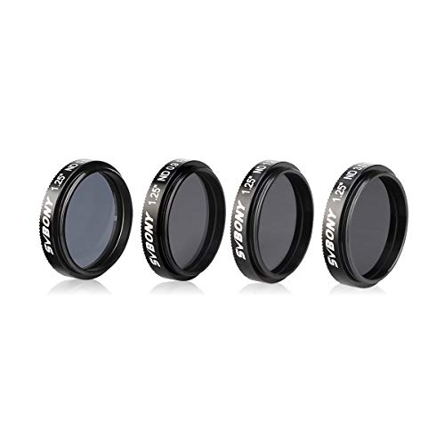 SVBONY SV139 Telescope Filter Moon Filter Kit 1.25 inch ND4 ND8 ND16 ND1000 for Telescope Eyepiece Reduces Moon Glare and Enhances Lunar Crater Details