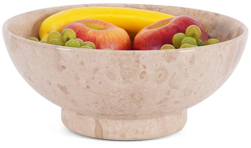 Marble Fruit Bowl Verona 10 inch Handmade Stone Bowl for Kitchen Countertop, Dining Table & Home Decor | Decorative Serving Bowl for Fruit, Snacks & Kitchen Essentials Organizer