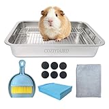 COZIYIAIRD Stainless Steel Guinea Pig Litter Box with Grate, Small Animal Litter Pan, Easy Clean Sifting Litter Box
