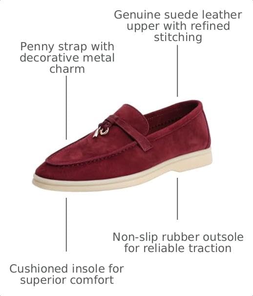 Image of Women's Summer Charms Suede Loafers - Premium Sheepskin Unlined Upper,Classic or Styles with Metal Detail for Casual, Office, Travel & All Day Wear