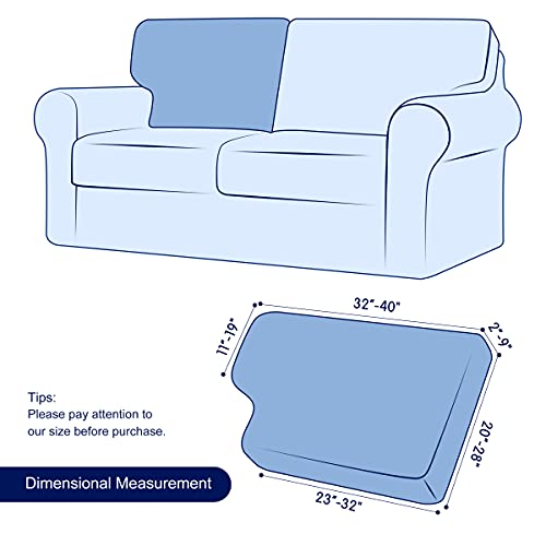 Subrtex Couch Backrest Cushion Cover Back Cushion Slipcover Stretch Sofa Back Cushion Cover For Living Room Spandex Jacquard Couch Back Covers For Kids Pets (Steel Blue, T-Left) #TOP2